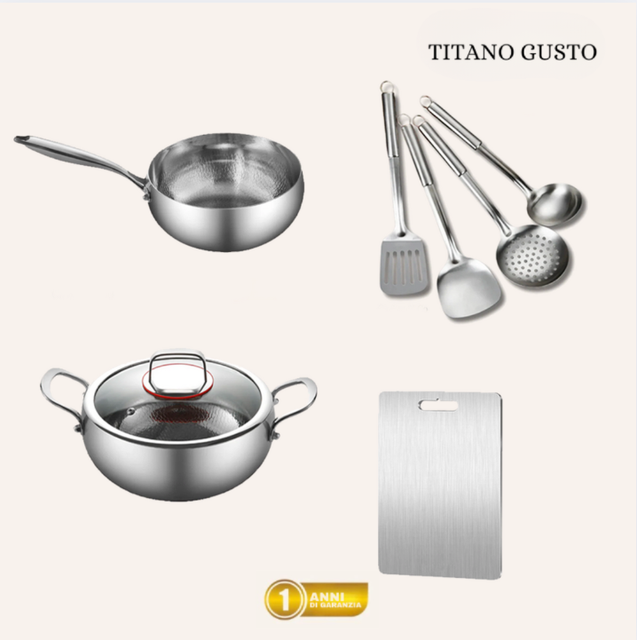 Pacchetto Scelta dello Chef: 2 Pentole + Set di Utensili + Tagliere